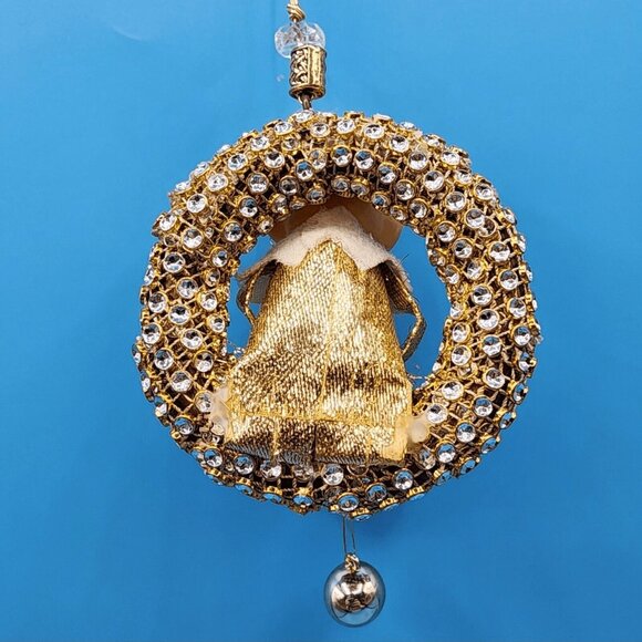 1950s Pixie Elf Knee Hugger Gold Wreath Ornament Retro Christmas Decor - Picture 10 of 11